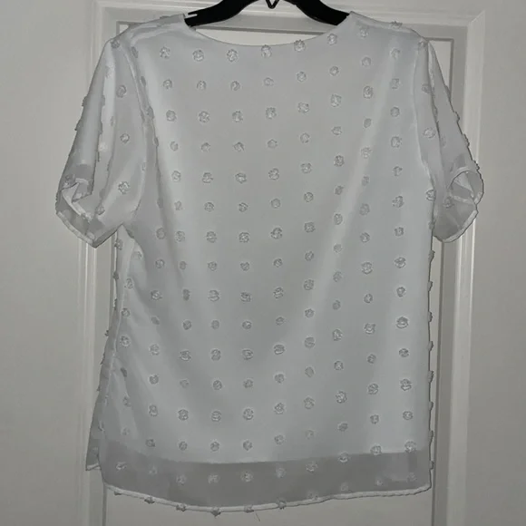 White Textured Sheer Overlay Blooming Jelly Top - Picture 3 of 3